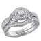 1/3 CT TW Diamond Halo Bridal Ring Set in Sterling Silver