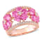 5 1/4 CT TGW Created Pink and White Sapphire Floral Ring in Rose Plated
Sterling Silver