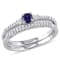 1/3 CTW Created Blue and Created White Sapphire with Diamond Accent Ring
Set in Sterling Silver