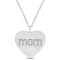 1/10 CT TDW Diamond 'Mom' Engraved Heart Pendant with Chain in Sterling Silver