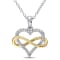 1/10 CT TW Diamond Infinity Heart Pendant with Chain in 2-Tone White and
Yellow Sterling Silver