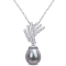 9.5-10MM Black Tahitian Cultured Pearl and Diamond Accent Pendant with
Chain in Sterling Silver