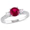 1 1/3 CT TGW Created Ruby, White Sapphire & Diamond Accent 3-Stone
Engagement Ring in 10K White Gold