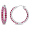 3 CT TGW Created Ruby Inside Outside Hoop Earrings in Sterling Silver