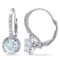 1-1/2ctw Aquamarine and Diamond Accent Halo Earrings in Sterling Silver