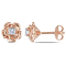 Created White Sapphire Flower Stud Earrings in Rose Plated Sterling Silver