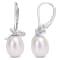 7.5-8 MM Freshwater Cultured Pearl and Diamond Accent Earrings in
Sterling Silver