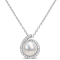 8-8.5MM Freshwater Cultured Pearl and Diamond Accent Pendant with Chain
in Sterling Silver