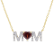 4/5 CT TGW Garnet and 1/10 CT TW Diamond "MOM" Pendant with
Chain in Yellow Plated Sterling Silver