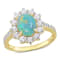 2 1/6 CT TGW Blue Ethiopian Opal, White Topaz and Diamond Ring in Yellow
Plated Sterling Silver