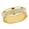 Ladies 6mm Ribbed and Striped Curved Wedding Band in 14K Yellow Gold