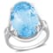 13 3/5 CT TGW Sky Blue Topaz and White Topaz Solitaire Ring in Sterling Silver