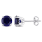 3 1/4 CT TGW Created Blue Sapphire Stud Earrings in Sterling Silver
