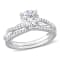 1 1/2 CT TGW Created Moissanite Engagement Ring Set in 10K White Gold