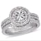 1/4 CT TW Diamond Halo Split Shank Bridal Set in Sterling Silver