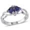 1 1/8 CT TGW Created Blue Sapphire and Diamond Accent Double Heart
Infinity Ring in Sterling Silver