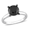 3 ct Black Diamond Solitaire Engagement Ring in 14K White Gold