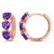 2 3/8 CT TGW Amethyst Triple Heart Hoop Earrings in Rose Plated Sterling Silver