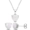 2-Pcs Set of 3 5/8 CT TGW Opal Solitaire Earrings and Pendant with Chain
in Sterling Silver