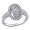 1/4 CT TW Diamond Vintage Oval Shaped Halo Ring in Sterling Silver