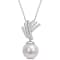 11-12mm Freshwater Cultured Pearl and Diamond Accent Drop Pendant with
Chain in Sterling Silver