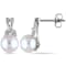 7.5-8MM Freshwater Cultured Pearl and Diamond Accent Twist Earrings in
10K White Gold