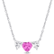2 5/8 CT TGW Created Pink Sapphire Triple Heart Necklace in Sterling Silver