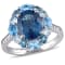 5 3/8 CTW London, Swiss and Sky Blue Topaz Halo Ring in Sterling Silver
