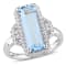 4 1/4 CT TGW Sky Blue and White Topaz Halo Ring in Sterling Silver
