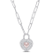 1 3/8 CT TGW Morganite and Created White Sapphire Double Halo Heart Lock
Necklace in Sterling Silver