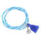 20" Dyed Howlite Bead Bracelet with Blue Tassel and Heart Charm in
Sterling Silver