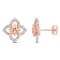 1 3/5 CT TGW Morganite and White Topaz Floral Stud Earrings in Rose
Plated Sterling Silver