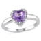 1 CT TGW Amethyst Heart Halo Ring in Sterling Silver