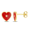 Created White Sapphire Heart Enamel Heart Earrings in Sterling Silver