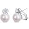 11-12MM Cultured Freshwater Pearl and 1 1/6 CT TGW White Topaz Earrings
in Sterling Silver