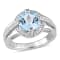 3 3/4 CT TGW Sky Blue and White Topaz Halo Split Ring in Sterling Silver