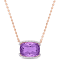 16 5/8 CT TGW Rose de France and White Topaz Halo Pendant with Chain in
Rose Plated Sterling Silver