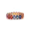 14K Yellow Gold Rainbow Sapphire Oval Band Ring