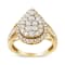 10K Yellow Gold Over Sterling Silver 1 1/2ctw Diamond Halo Cocktail Ring
(I-J Color, I1-I2 Clarity)