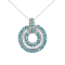 14K White Gold 1/2ctw Treated Blue Diamond Round Pendant w\chain (I-J, I1-I2)