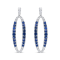 18K White Gold 1.11 Cttw Blue Round Diamond and Blue Sapphire Openwork
Oval Dangle Earrings
