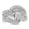 Sterling Silver 1/3ctw Diamond Crisscross Engagement Bridal Set