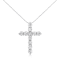 Sterling Silver 1.0ctw Round-Cut Diamond Cross 18" Pendant w\chain