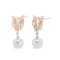 14K Rose Gold 1/6 Cttw Round Diamond and 8mm Round Pearl Floral Drop
Stud Earrings