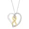 14K Gold and Silver Heart Bow Pendant With Chain