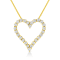 14K Yellow Gold Over Sterling Silver 2.0ctw Round Diamond Open Heart Necklace