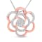 10K Rose Gold Over Sterling Silver Flower Pendant w\chain with 1/2ctw
Round Diamond (H-I, I1-I2)