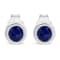 3.5mm Treated Blue Sapphire Solitaire Sterling Silver Stud Earrings