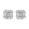 Round-Cut Diamond-Accent Sterling Silver Swirl Square Knot Stud Earrings