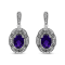 Sterling Silver Diamond Accent and 8x6mm Purple Oval Amethyst Stud Earrings